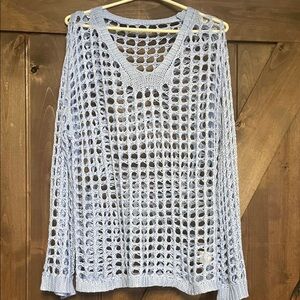 Light Blue Crochet Knit Sweater
